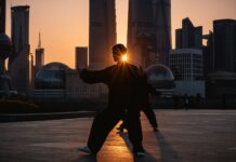 심리적 안정과 신체적 유연성 향상 silhouette of man near buildings